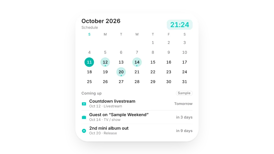Fave Schedule Calendar