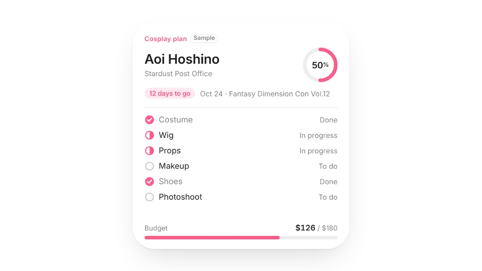 Cosplay Build Planner