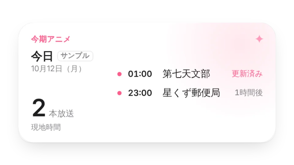 今期アニメ放送表