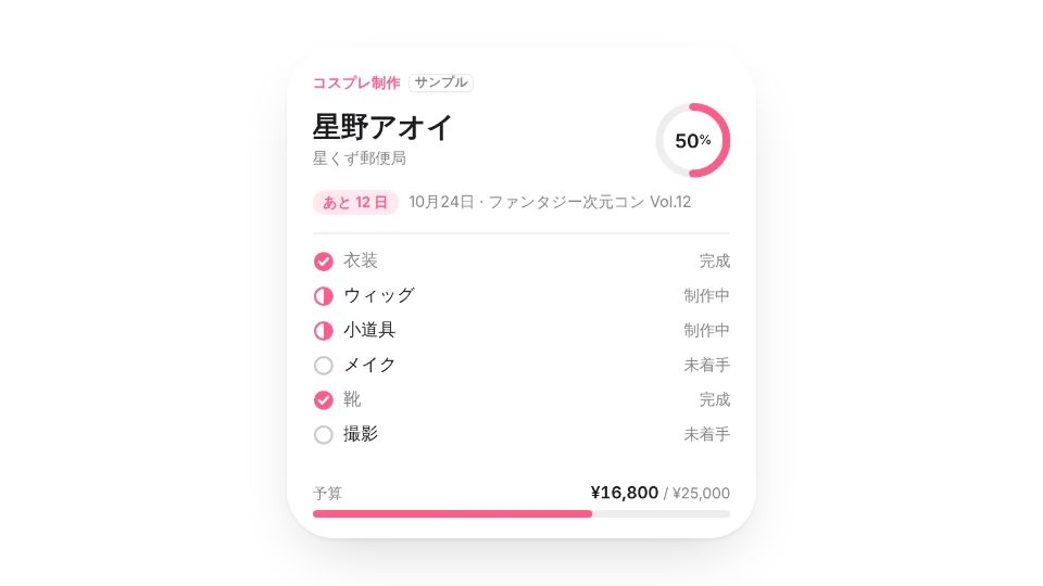 コスプレ制作ボード